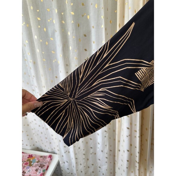 Living Hula Gold Neing Cabernet Lauhala Hawaiian Round Neck Blouse Top XS - Picture 4 of 10